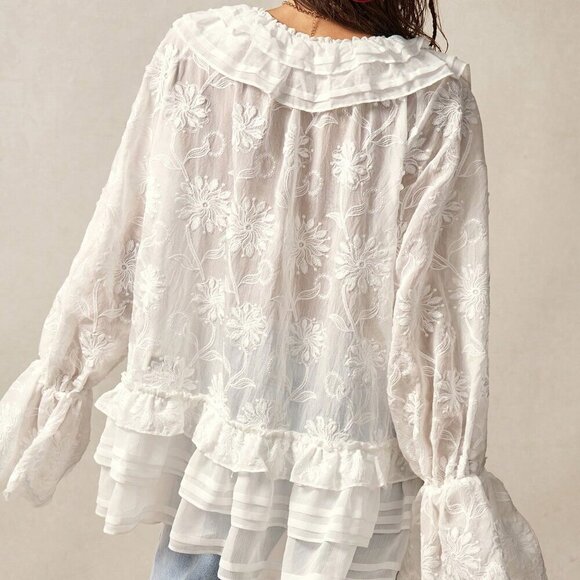 White Boho Women's Blouse - Picture 7 of 7
